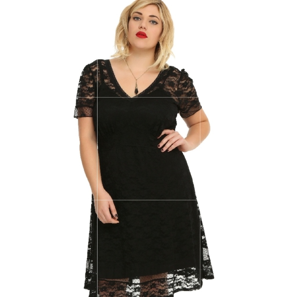 Royal Bones Plus Size Black Lace Dress